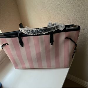 Victoria Secret large pink and white tote bag NWOT